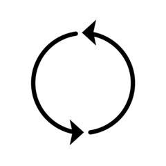 Recycling and rotation arrow icon.circle flat symbol outline design.