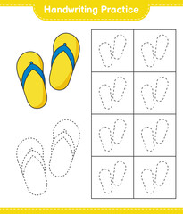 Handwriting practice. Tracing lines of Flip Flop. Educational children game, printable worksheet, vector illustration