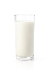 A tall glass of fresh milk isolated on background. Clipping path.