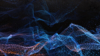 Abstract particle waves with depth of field effect