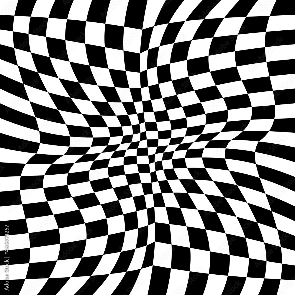 Poster Waves of the racing flag curl in the wind. Seamless and vector pattern.