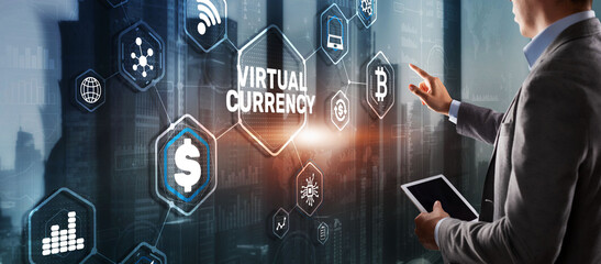 Fototapeta na wymiar Virtual Currency Exchange Investment concept. Financial Technology Background