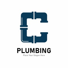letter c plumbing logo vector design. Suitable for pipe service, drainage, sanitation home, and service company 