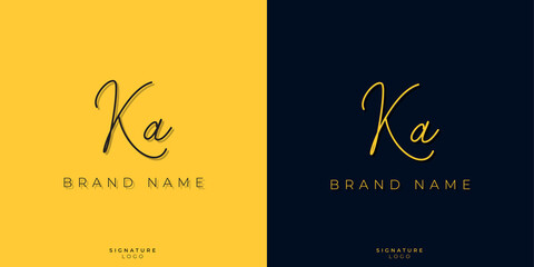Minimal line art letters KA Signature logo. It will be used for Personal brand or other company. - obrazy, fototapety, plakaty