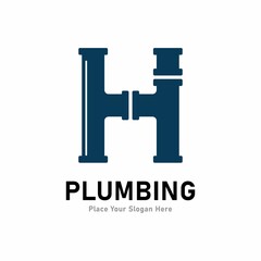 letter h plumbing logo vector design. Suitable for pipe service, drainage, sanitation home, and service company 