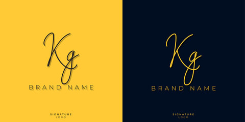 Minimal line art letters KG Signature logo. It will be used for Personal brand or other company. - obrazy, fototapety, plakaty