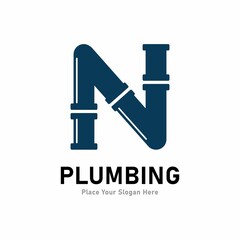 letter n plumbing logo vector design. Suitable for pipe service, drainage, sanitation home, and service company 