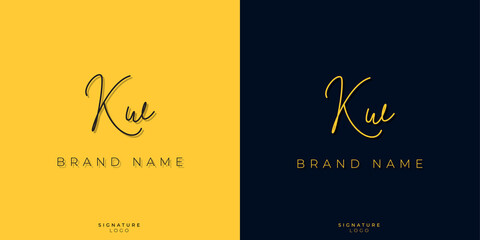 Fototapeta na wymiar Minimal line art letters KW Signature logo. It will be used for Personal brand or other company.