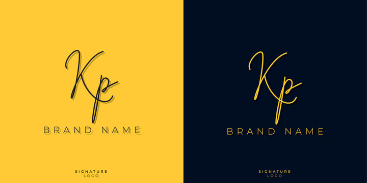 Minimal line art letters KP Signature logo. It will be used for Personal brand or other company.
