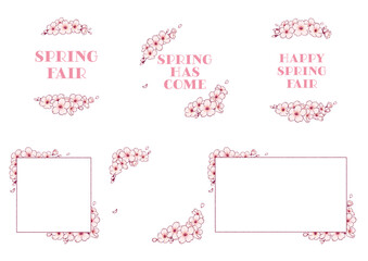手描きの桜のシンプルでかわいい春のフレームイラストB