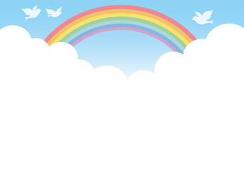 青空と虹の背景フレーム