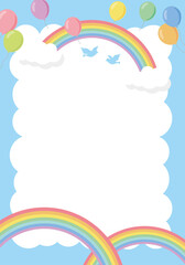 虹と風船の背景フレーム