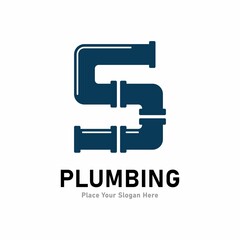  number  5 plumbing logo vector design Suitable for pipe service, drainage, sanitation home, or service company   
