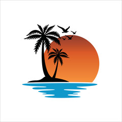 Beach Logo Vector. Traveling Business Logo Design Template
