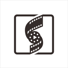 Creative Cinema Letter S Logo. Cinema Logo Design Vector Template