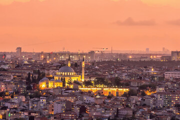 Downtown Istanbul city skyline cityscape of Turkey at