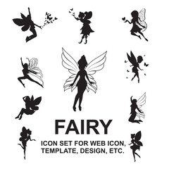 fairy icon bundle set vector