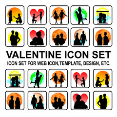valentine icon set vector