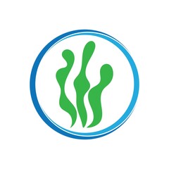seaweed and seafood logo and icon vector