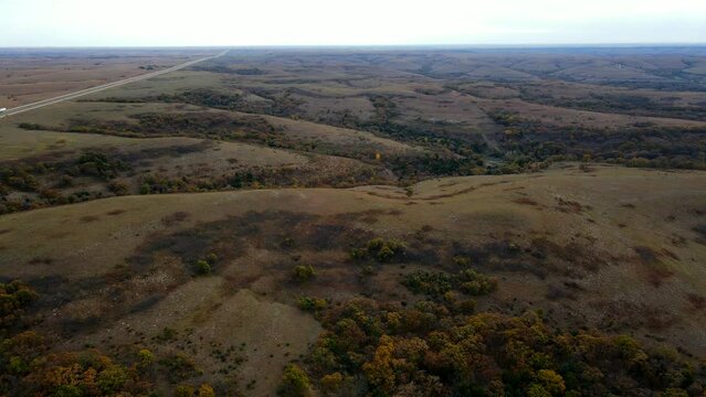 drone view of the flint hills of Kansas