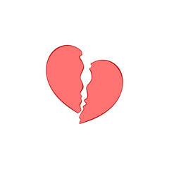 Broken heart. Isolated vector object on white background. 