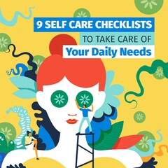 Self care checklists for female daily needs vector