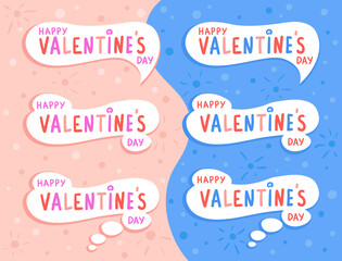 Happy Valentines Day lettering in the doodle shapes. Cute colorful vector illustration.