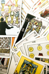 Tarot cards close-up, arcana tarot decks