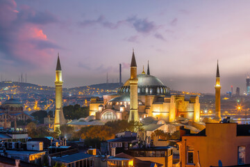 Beautiful view on Hagia Sophia in Istanbul, Turkey from top view