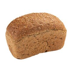 Isolated fresh baked loaf of rye bread on a brown background