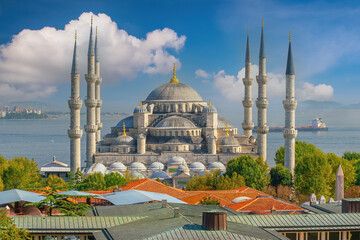The Sultanahmet Mosque (Blue Mosque) in Istanbul, Turkey - obrazy, fototapety, plakaty