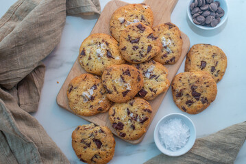 Cozy warm chocolate chip cookies freshly baked
