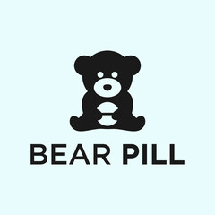 bear pill logo. health logo