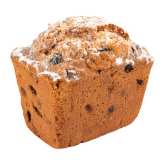 Isolated fresh baked russian stolichny cake with raisins