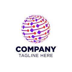 Modern Abstract Circle Technology logo template,Advanced analysis data base Logo symbol. Development of artificial intelligence sign. Abstract innovative high tech logo template. Colorful round