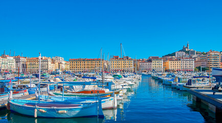 Fototapeta na wymiar The port of Marseille in France