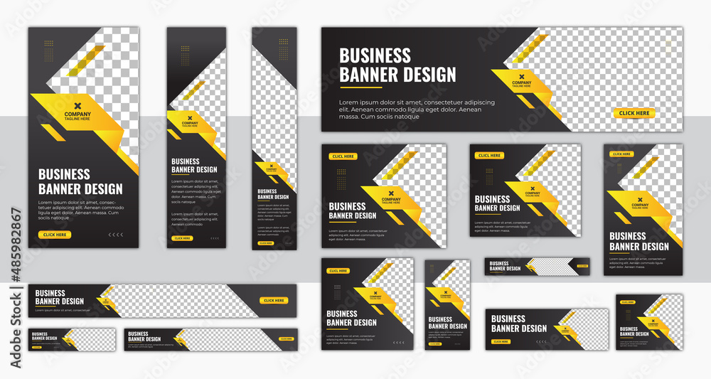 Poster web banner template set, horizontal header web banner. modern cover header background for website de