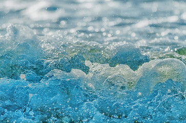 Close-up detail of cold bubbling water