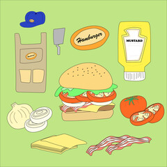 fast food icons set