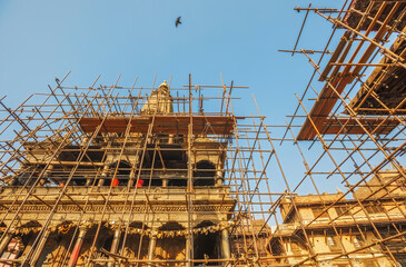 Reconstruction of Krishna Mandir, Durbar Square, Patan, Nepal, after the 2015 earthquake