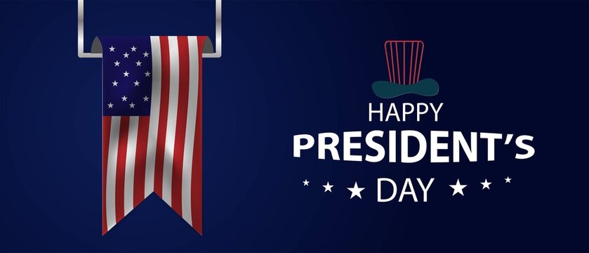 Happy presidents day with USA flag poster vector illustration design.