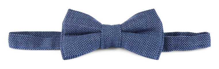 Stylish blue bow tie isolated on white