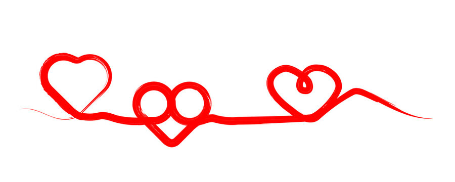One line love  heart symbol. Brush stroke. Vector illustration.
