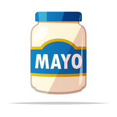 Jar of mayonnaise vector isolated illustration