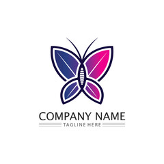 Fototapeta na wymiar Vector Butterfly conceptual simple, colorful icon. Logo. Vector illustration