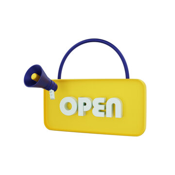3d rendering open shop icon 