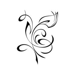 ornament 2203. abstract decorative element with a single leaf and curls. graphic decor