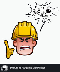 Construction Worker - Expressions - Negative - Swearing Wagging the Finger