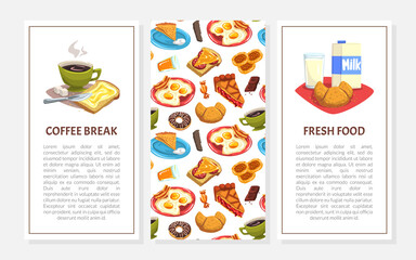 Tasty Breakfast Food and Drink Vertical Card Cover Vector Template