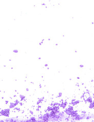Colored powder on a white background. Purple eyeshadows are scattered and smeared, makeup. Holi Colorful festival of colored paints powders and dust. A holiday of bright colors to entertain people.